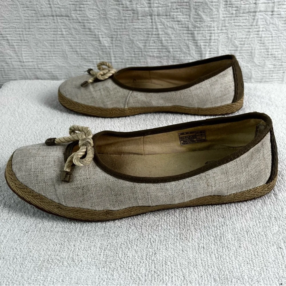UGG Espadrille Ballet Flats Indah Canvas Womens 9.5 Slip On Neutral Coastal Shoe